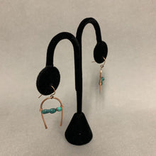 Load image into Gallery viewer, Rose Gold Horseshoe Turquoise Beaded Accent Earrings
