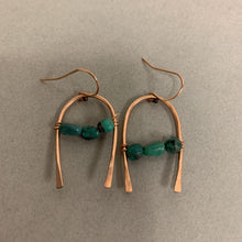 Load image into Gallery viewer, Rose Gold Horseshoe Turquoise Beaded Accent Earrings
