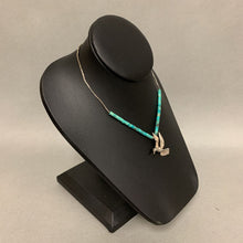 Load image into Gallery viewer, Sterling Hummingbird Pendant on Sterling Turquoise Beaded Choker Necklace (14&quot;)
