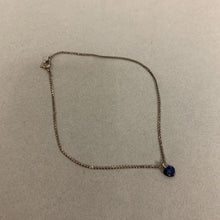 Load image into Gallery viewer, Sterling Flat Chain Anklet w/ Blue Stone Heart Charm (9&quot;)
