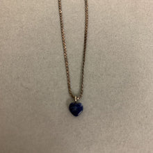 Load image into Gallery viewer, Sterling Flat Chain Anklet w/ Blue Stone Heart Charm (9&quot;)
