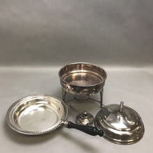 Load image into Gallery viewer, Vintage Silver Plated Glass Serving Handled Pan Stand &amp; Warmer (13&quot;T)
