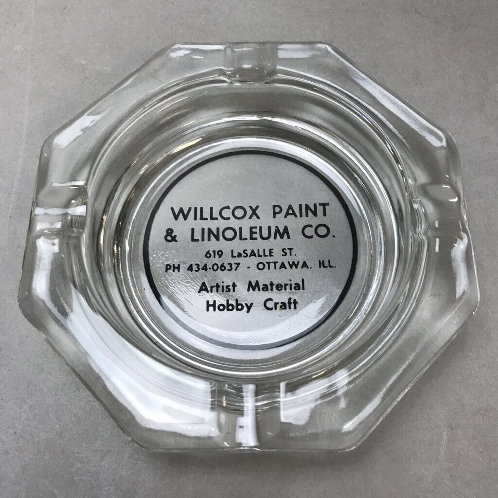 Vintage Willcox Paint & Linoleum Co. Glass Ashtray (5