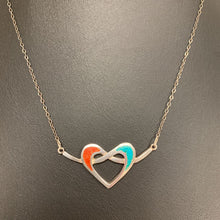 Load image into Gallery viewer, Sterling Turquoise Coral Inlay Heart Necklace (21&quot;)
