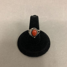 Load image into Gallery viewer, Sterling Red Coral Feather Ring sz 5
