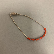 Load image into Gallery viewer, Sterling Red Coral Beaded Bracelet (6.5&quot;)
