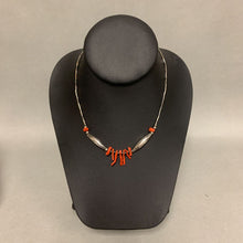 Load image into Gallery viewer, Sterling Red Coral Branches Bib Beaded Necklace (As-Is) (15&quot;)
