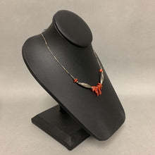 Load image into Gallery viewer, Sterling Red Coral Branches Bib Beaded Necklace (As-Is) (15&quot;)
