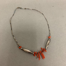 Load image into Gallery viewer, Sterling Red Coral Branches Bib Beaded Necklace (As-Is) (15&quot;)
