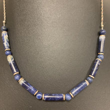 Load image into Gallery viewer, Sterling Lapis Lazuli Beaded Necklace (16&quot;)
