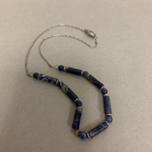 Load image into Gallery viewer, Sterling Lapis Lazuli Beaded Necklace (16&quot;)
