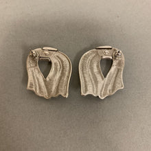 Load image into Gallery viewer, Vintage Monet Draped Ribbon Silvertone Earrings
