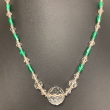 Load image into Gallery viewer, Vintage Clear &amp; Green Faceted Czech Glass Beaded Necklace (17&quot;)
