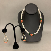 Load image into Gallery viewer, Twisted Rice Mother of Pearl Coral Jade Beaded Necklace &amp; Earrings Set
