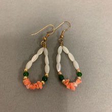 Load image into Gallery viewer, Twisted Rice Mother of Pearl Coral Jade Beaded Earrings
