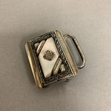 Load image into Gallery viewer, Vintage Knights of Columbus Nickel Silver Mother of Pearl Inlay Belt Buckle
