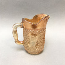 Load image into Gallery viewer, Sowerby Carnival Glass Marigold Cream Pitcher - Pineapple (4.5&quot;)
