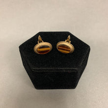 Load image into Gallery viewer, Tiger&#39;s Eye Goldtone Cufflinks
