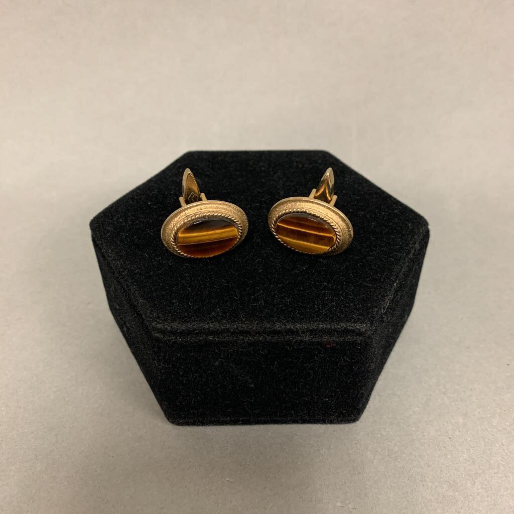 Tiger's Eye Goldtone Cufflinks