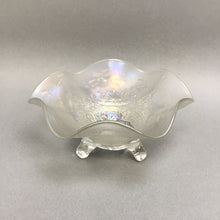 Load image into Gallery viewer, Northwood Clear Iridescent Carnival Glass Candy Dish - Rose &amp; Trellis (~3.25x7x7)
