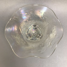 Load image into Gallery viewer, Northwood Clear Iridescent Carnival Glass Candy Dish - Rose &amp; Trellis (~3.25x7x7)
