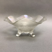 Load image into Gallery viewer, Northwood Clear Iridescent Carnival Glass Candy Dish - Rose &amp; Trellis (~3.25x7x7)
