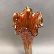 Load image into Gallery viewer, Fenton Carnival Glass Marigold-to-Clear 3-Diamond Vase (~16&quot;)
