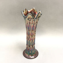 Load image into Gallery viewer, April Showers Vase Amethyst 10&quot; Carnival Glass (As Is)
