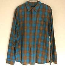 Load image into Gallery viewer, Ripcurl Teal/Brown Men&#39;s Plaid Long Sleeve Shirt (L)
