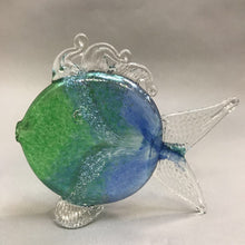 Load image into Gallery viewer, Large Art Glass Fish Figurine Blue &amp; Green Hollow Body (7&quot;)

