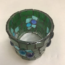 Load image into Gallery viewer, Green Mosaic Glass Candle Holder (3.5x3.5)
