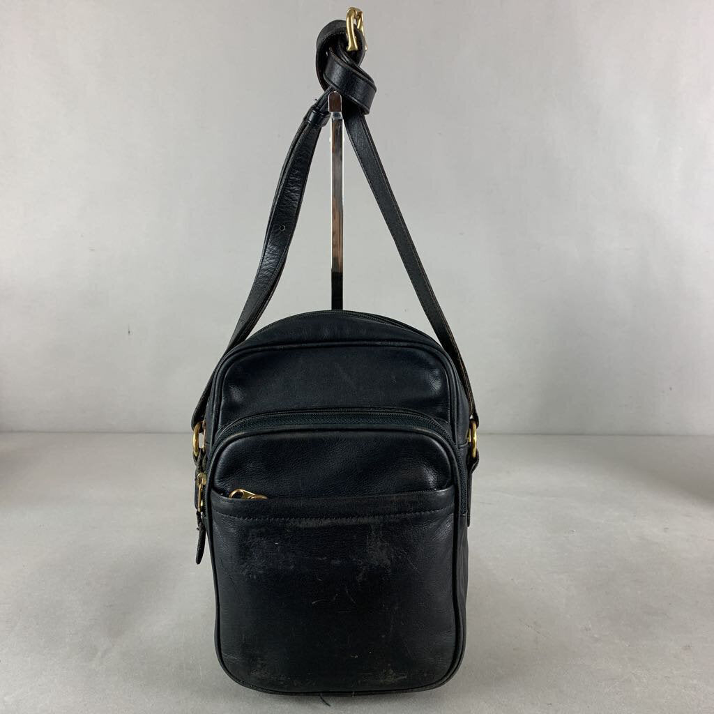 Coach Black Leather Flight Crossbody Bag Purse (9x7x4