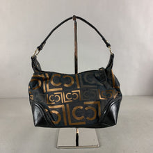 Load image into Gallery viewer, Liz Claiborne Black &amp; Bronze Monogram Logo Shoulder Bag Purse (6x9x4&quot;)
