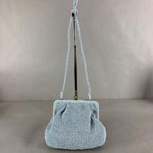 Load image into Gallery viewer, Vintage Marshall Field&#39;s Powder Blue Straw Clamshell Purse (8x10x4&quot;)
