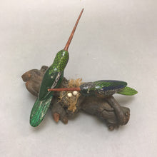 Load image into Gallery viewer, Vintage Hand Carved &amp; Painted Wood Hummingbird Pair w Nest As Is (7&quot; x 3&quot;)
