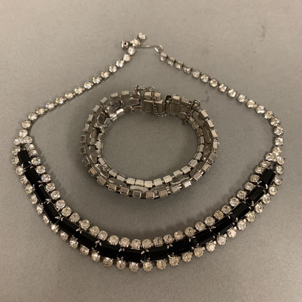 Vintage Choker Necklace Black Rhinestone Choker Necklace Diamond