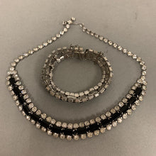 Load image into Gallery viewer, Vintage Clear &amp; Black Rhinestone Choker Necklace &amp; Bracelet Set
