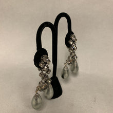 Load image into Gallery viewer, Vintage Gray Rhinestone Faux Pearl Statement Clip Earrings
