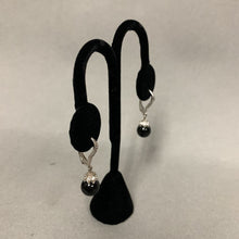 Load image into Gallery viewer, Espo Sterling CZ Faux Black Pearl Earrings
