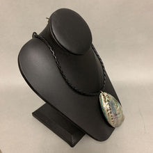 Load image into Gallery viewer, Abalone Pendant on Black Faux Leather Braided Toggle Necklace
