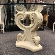 Load image into Gallery viewer, Round Glass Top Table with Ornate Base (29x64))

