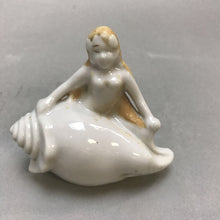 Load image into Gallery viewer, Vintage Porcelain Hand Painted Mermaid In Shell Aquarium Figurine Japan (3.5X3.75)
