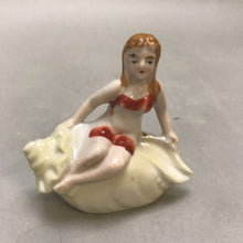 Load image into Gallery viewer, Vintage Lusterware Porcelain Flapper on Shell Figurine Japan (3&quot;)
