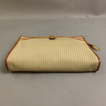 Load image into Gallery viewer, Saks Fifth Avenue Textured Rubber Stripe Canvas w/ Leather Trim Clutch Purse (8x10x2&quot;)
