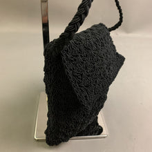 Load image into Gallery viewer, Black Crocheted Nylon Crossbody Purse (8x7&quot;)
