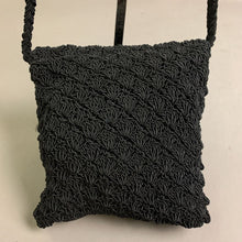 Load image into Gallery viewer, Black Crocheted Nylon Crossbody Purse (8x7&quot;)
