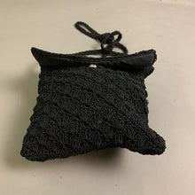 Load image into Gallery viewer, Black Crocheted Nylon Crossbody Purse (8x7&quot;)
