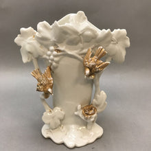 Load image into Gallery viewer, Belgium Glazed White Porcelain Gold Leaf Vintage Vase (9.5&quot;)
