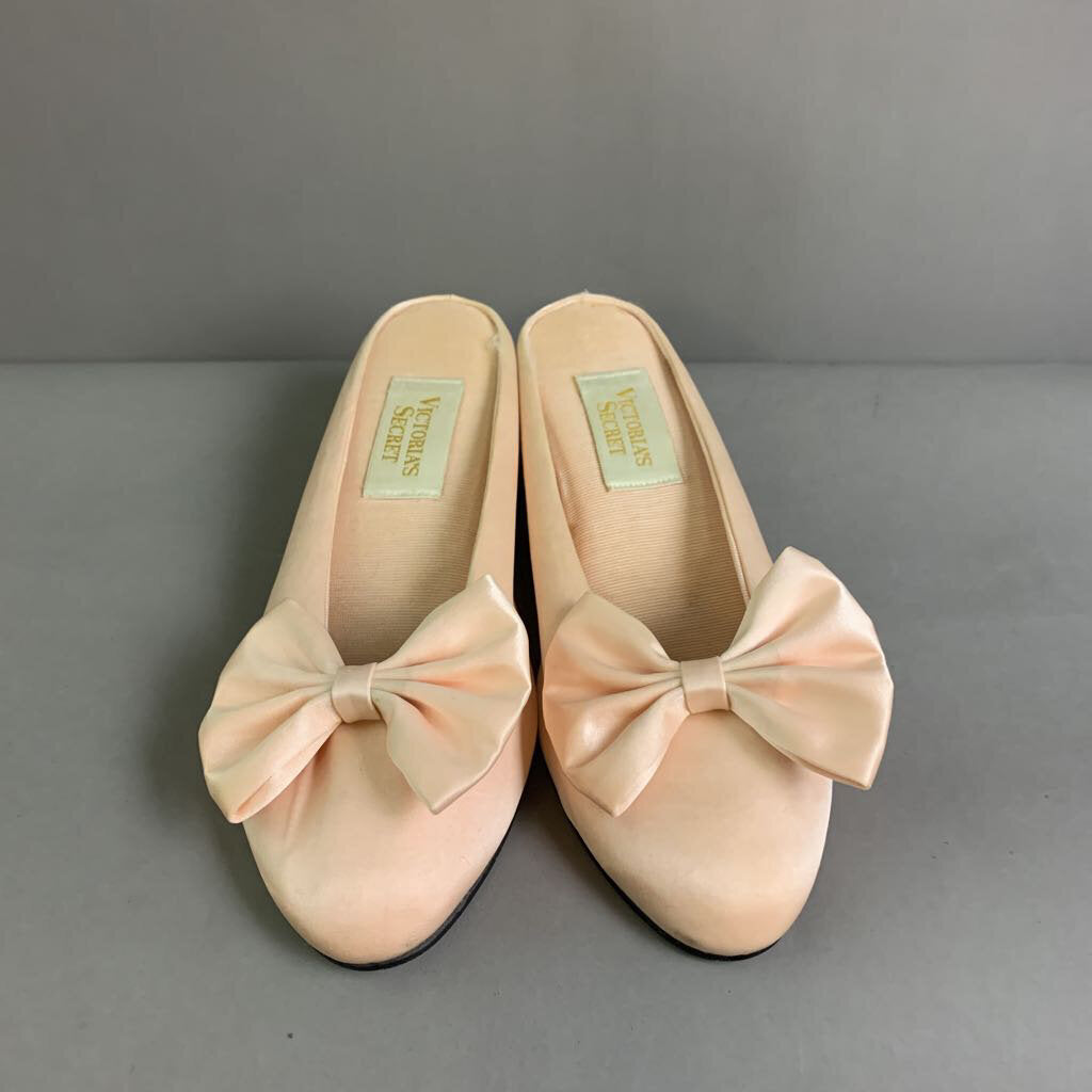 Vintage Victoria's Secret Peach Satin Bow Shoe Size 5/6
