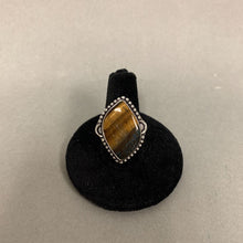 Load image into Gallery viewer, Silver Plated Tigers Eye Ring sz 6/Adjustable
